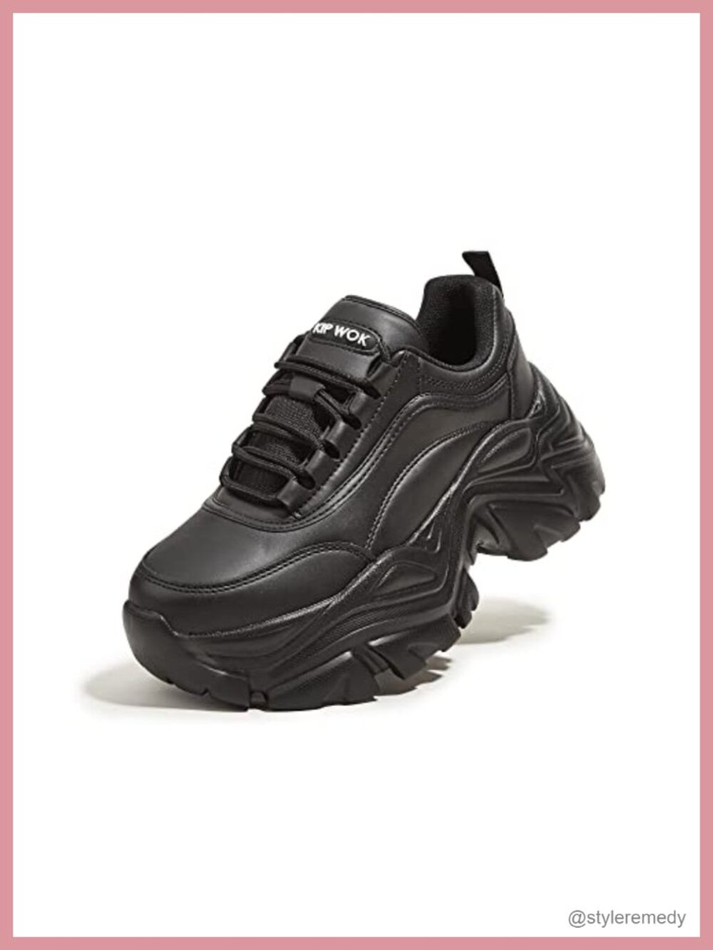 Chunky Platform Sneakers for Women Faux Leather Memory Foam Casual Dad Shoes